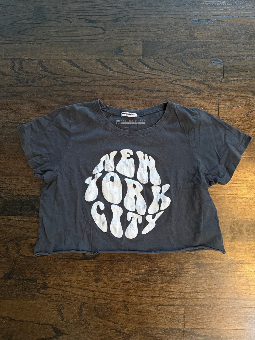 Prince Peter Collection Junior Girls Black Tee with White Logo Print Size Large